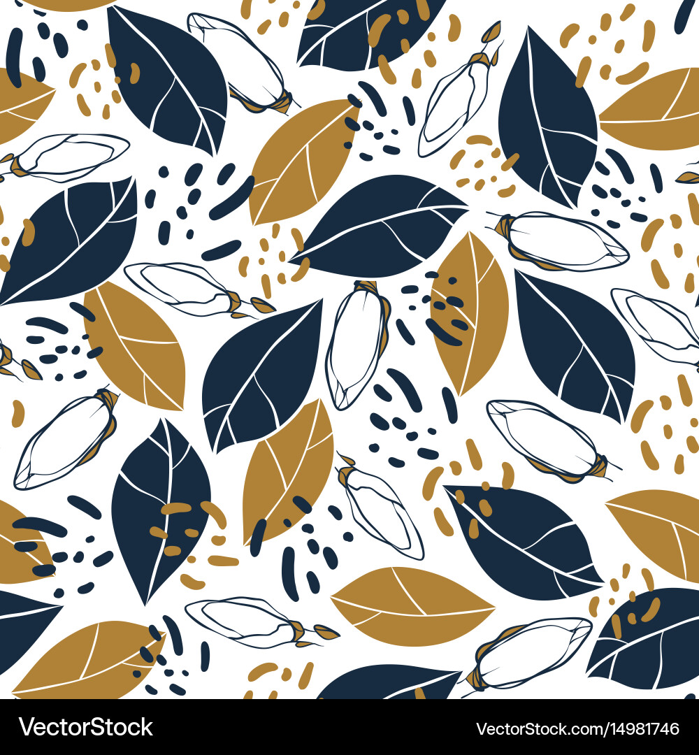 Trendy seamless pattern with botanical elements Vector Image