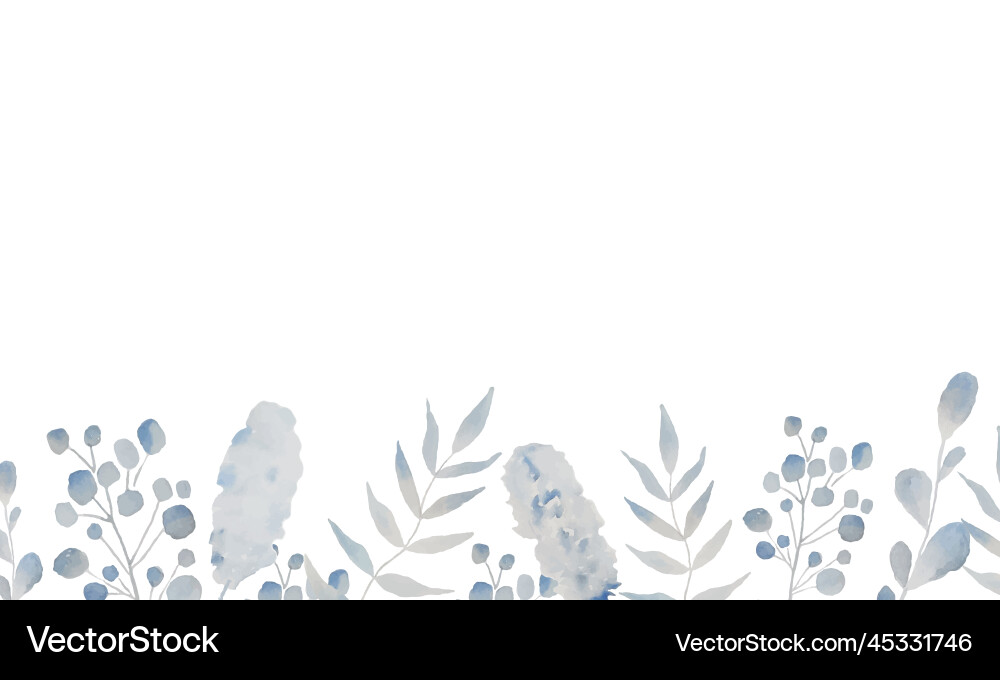 Wasserfarbe Blauer Branchrahmen Vektorbild