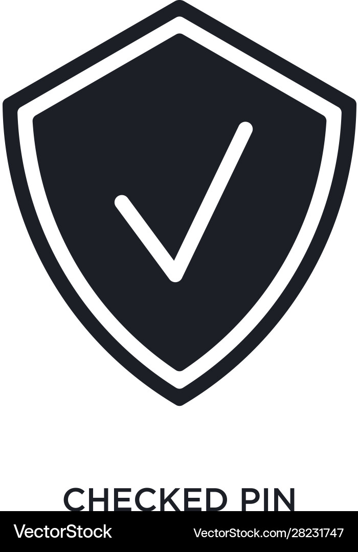 Checked pin isolated icon simple element from vector image
