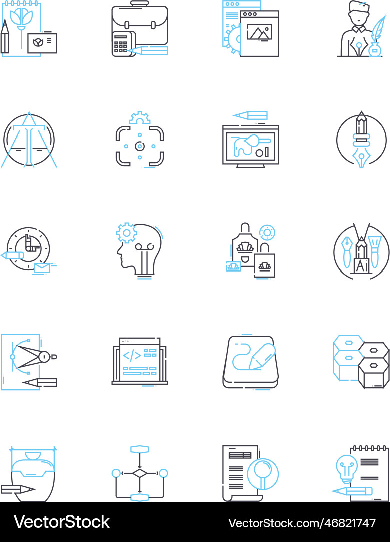 Conceptual frameworks linear icons set structure Conceptual frameworks linear icons set structure vector image