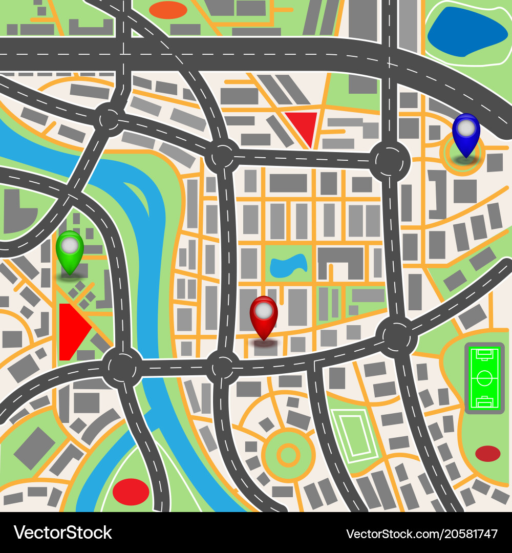 Editable City Map with Pointers vector image
