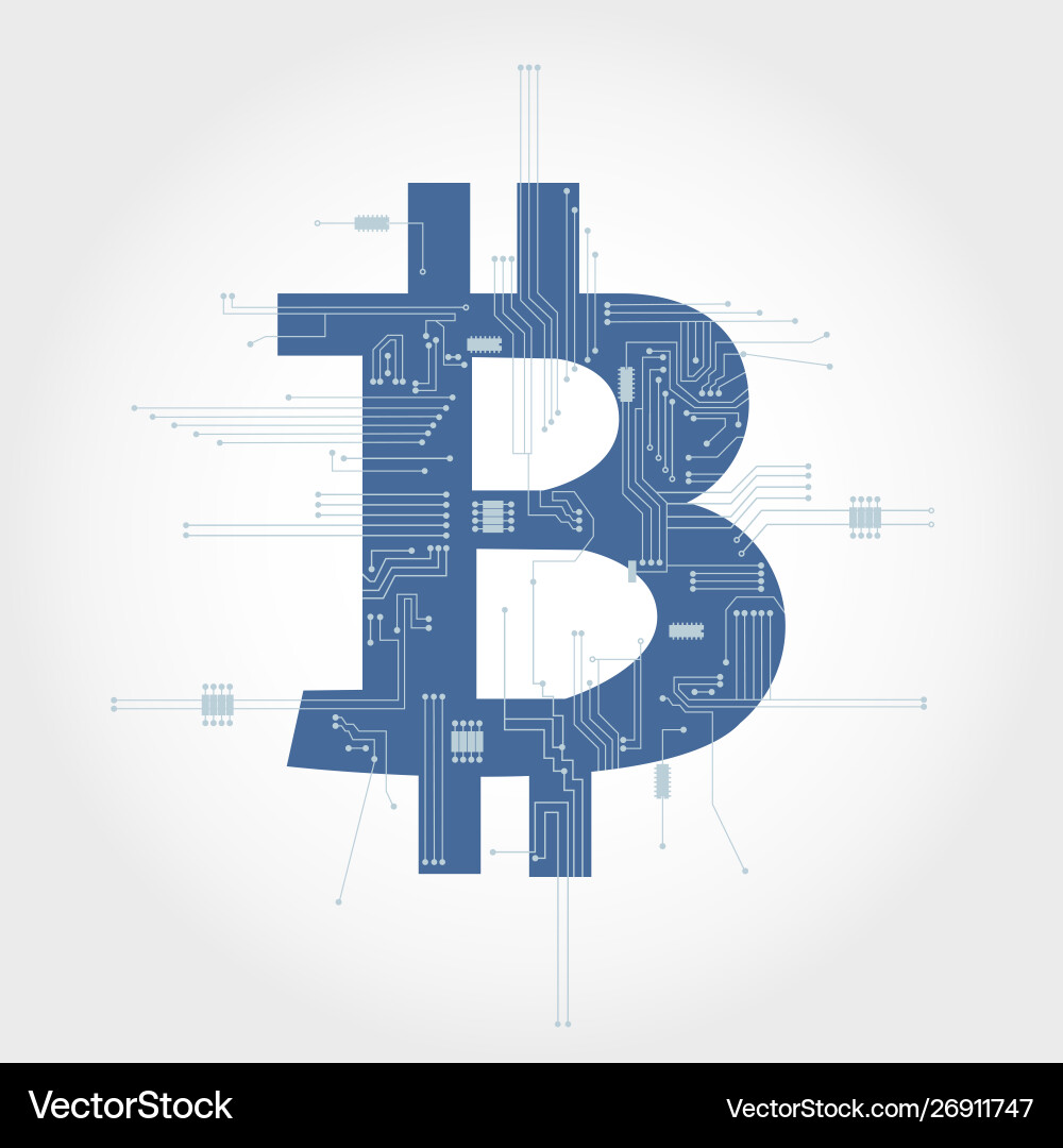 Electronics circuit and bitcoin symbol Electronics circuit and bitcoin symbol Vector Image