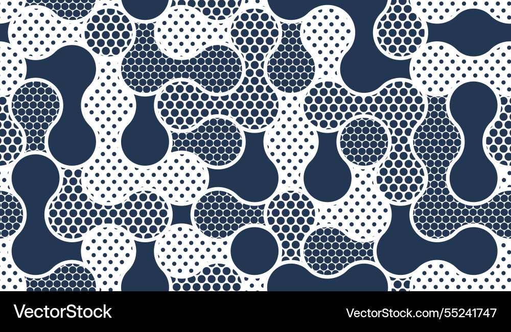 Fluid shapes dynamic seamless pattern molecules vector image