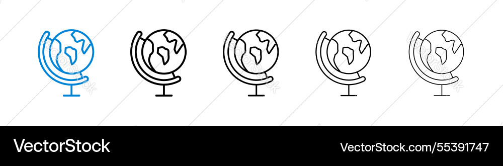 Globe icons in five different stroke sizes Vector Image