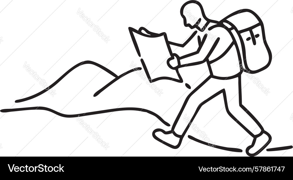 Guided hiking navigating trails with map Vector Image