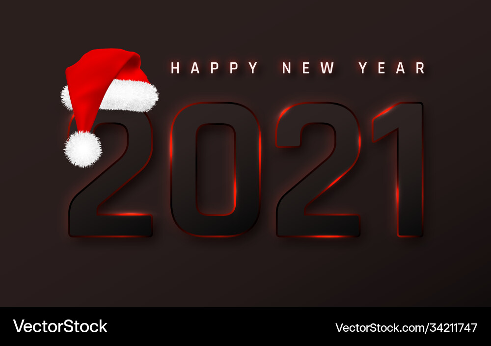 Happy new year 2021 cover with santa hat template Happy new year 2021 cover with santa hat template vector image
