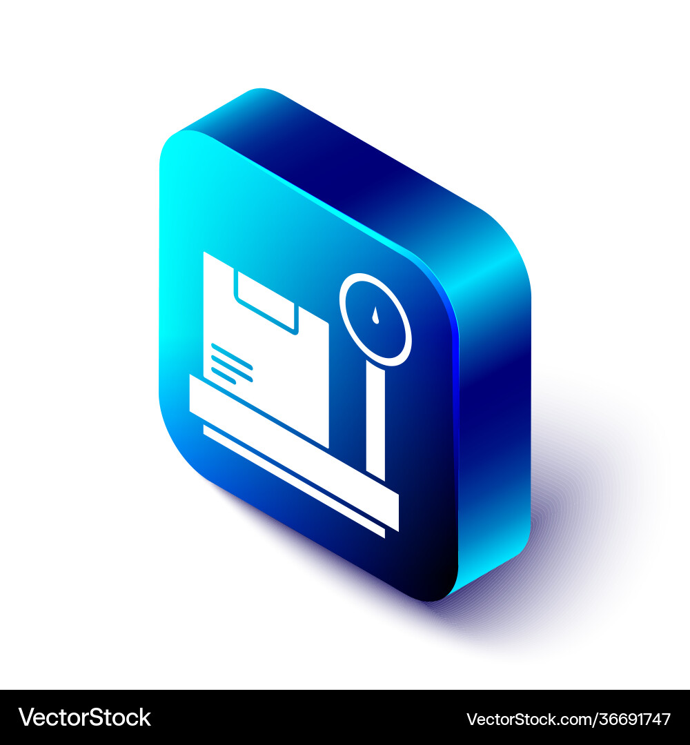 Isometric scale with cardboard box icon isolated Vector Image