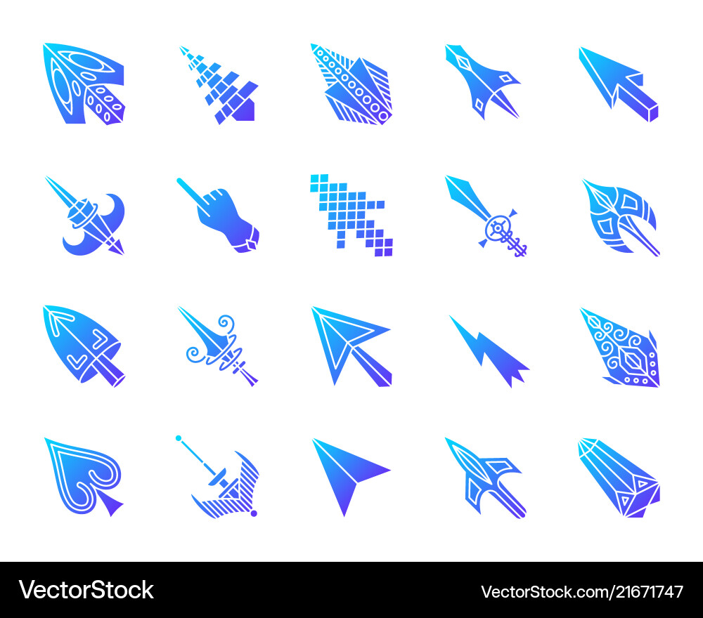 Mouse cursor simple gradient icons set Mouse cursor simple gradient icons set vector image
