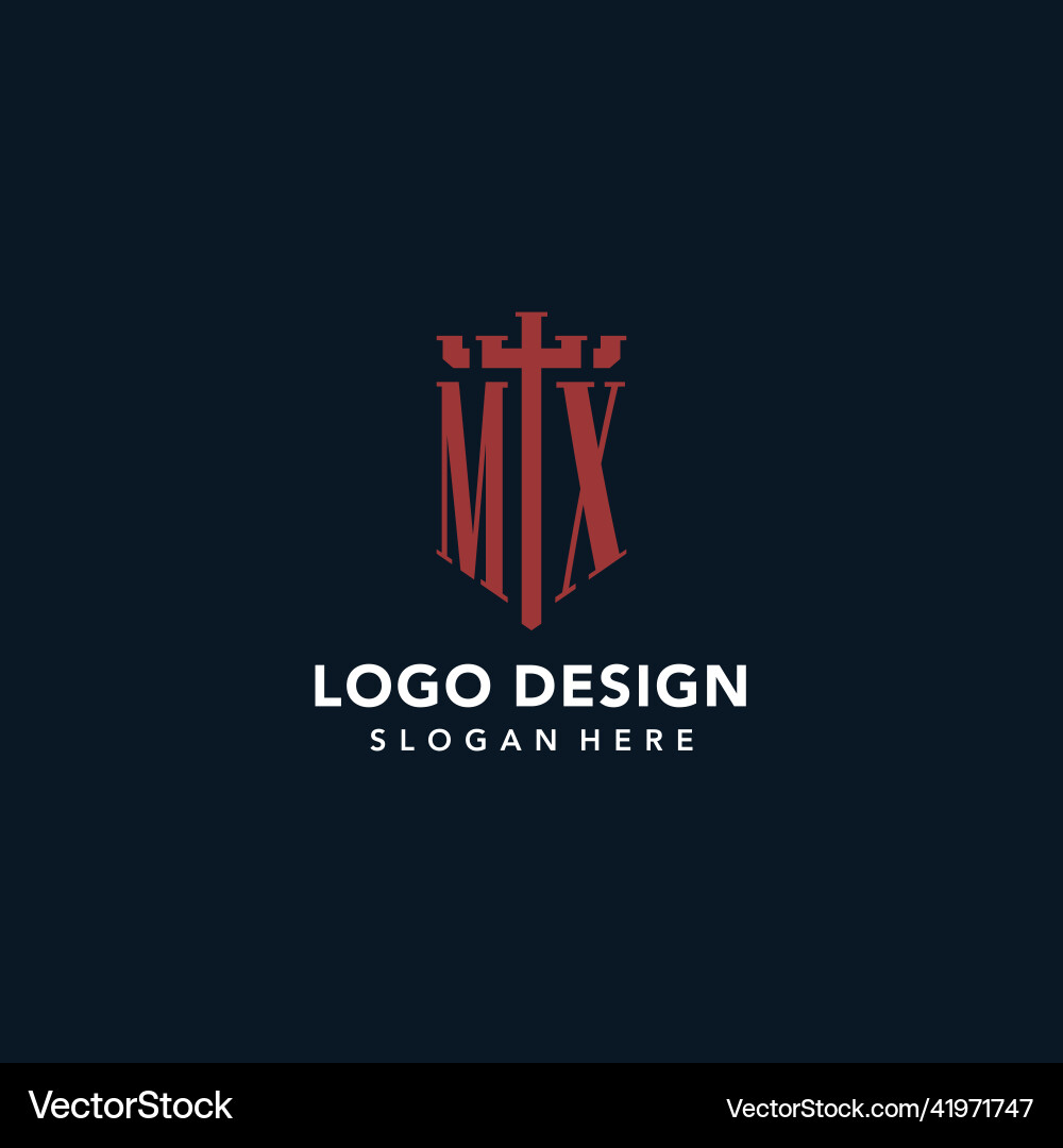 Mx initial monogram logos with sword and shield Vector Image