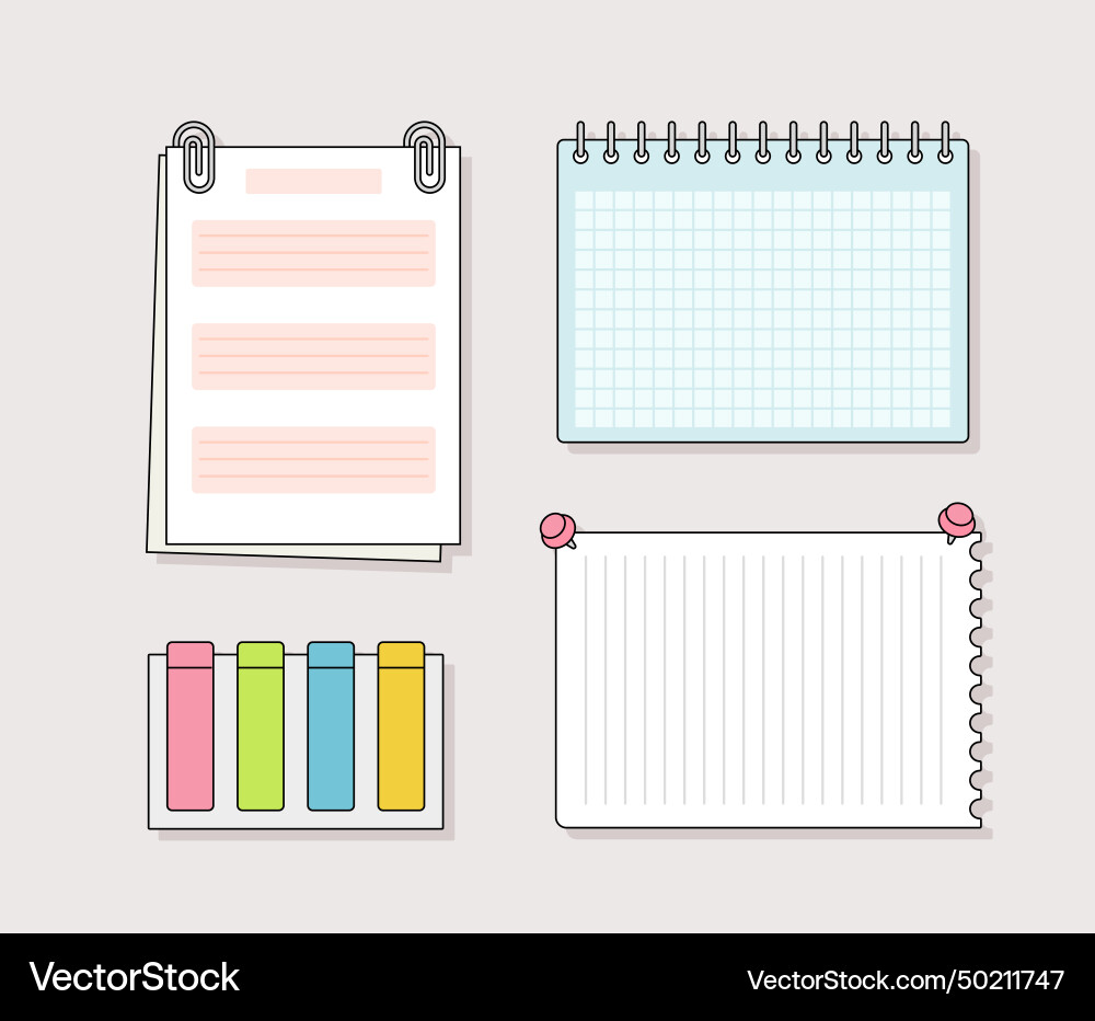 Notes pages line set Notes pages line set vector image