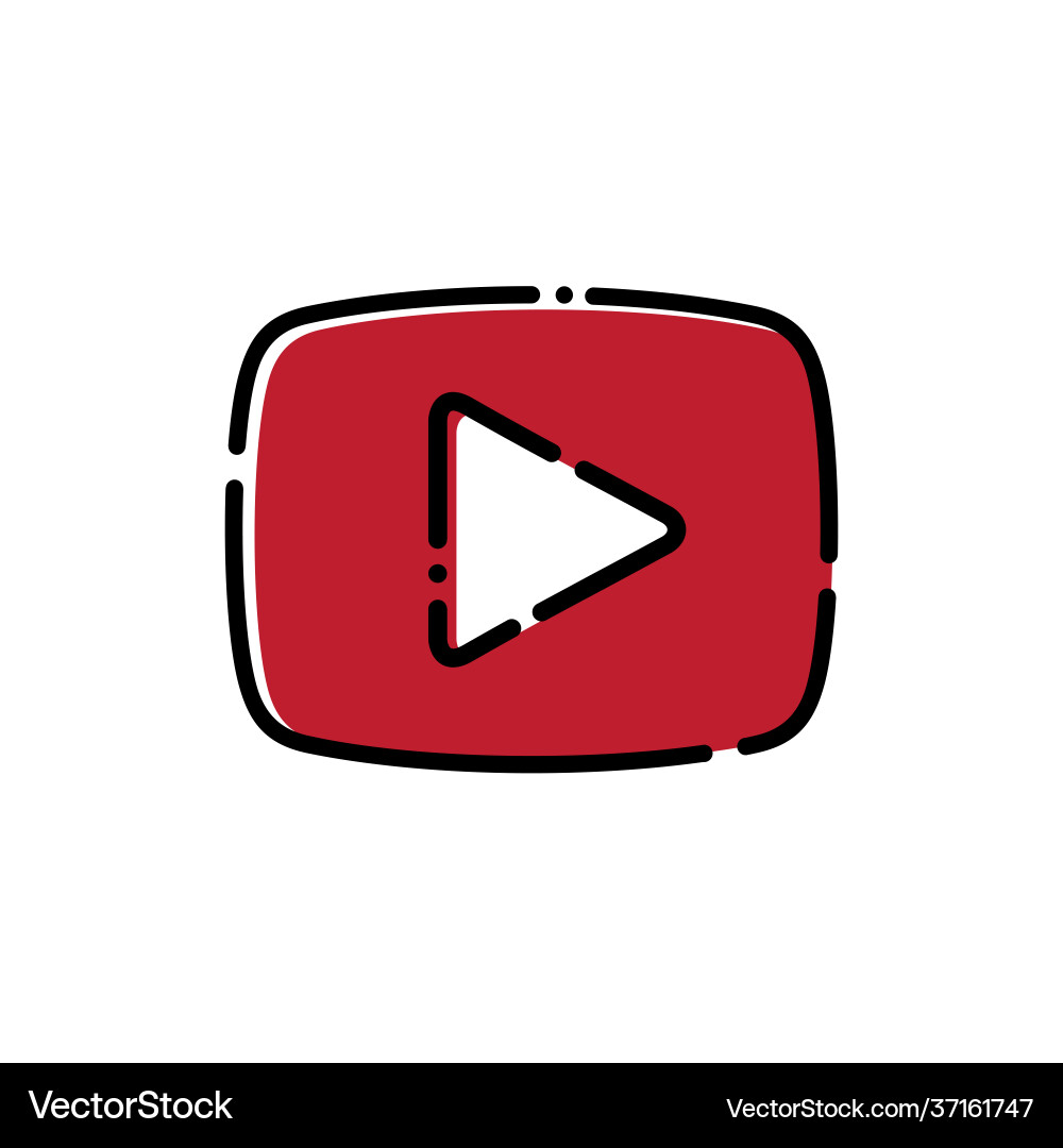 Red play button icon in outline style Red play button icon in outline style Vector Image