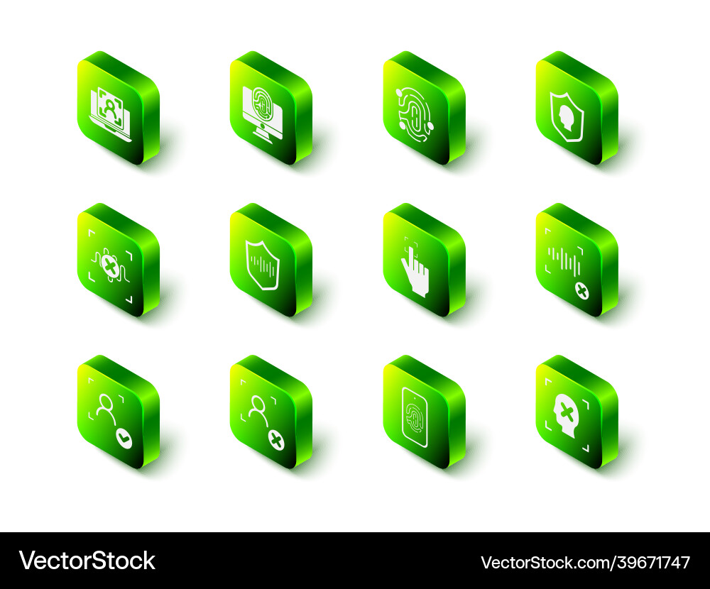 Set monitor with fingerprint user Set monitor with fingerprint user vector image
