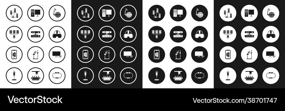 Set social network motion sensor server data Set social network motion sensor server data vector image