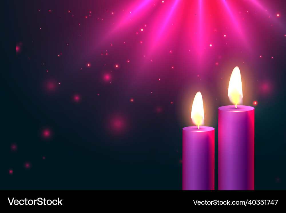 Two Glowing Candles - Advent Background vector image