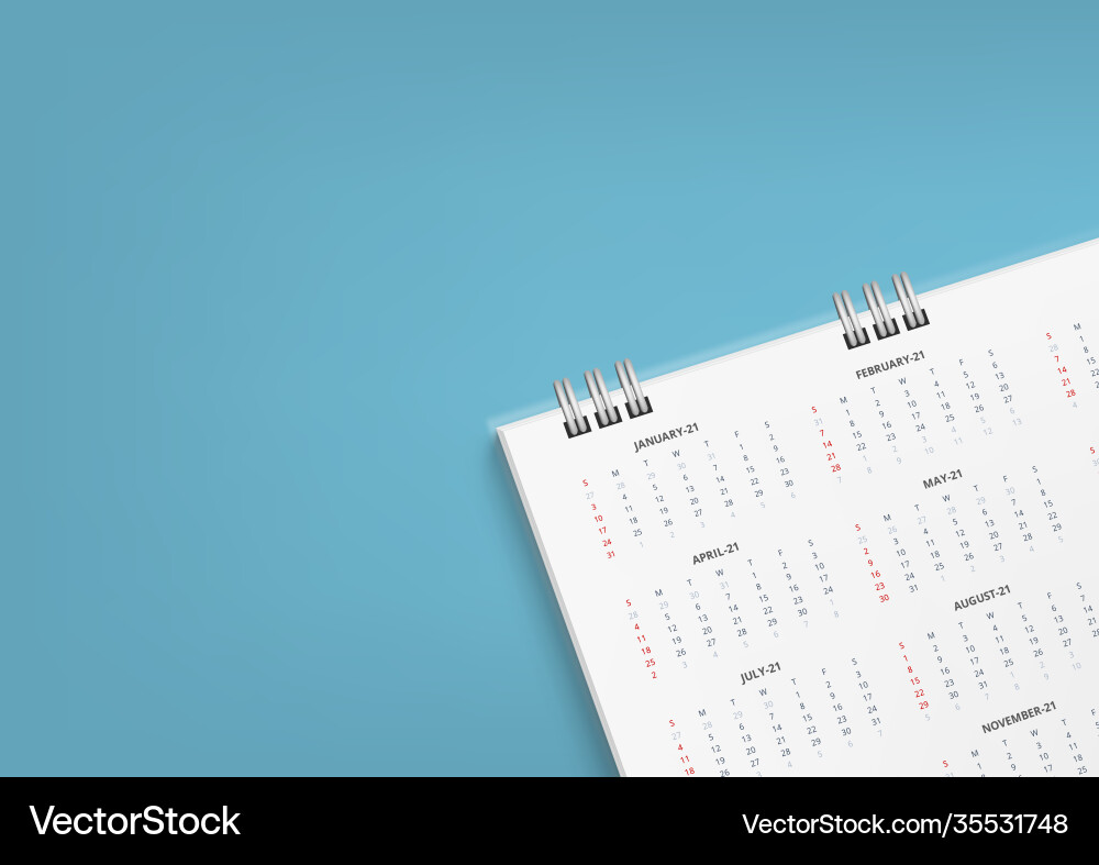 3d Draufsicht weißer Kalender 2021 Planung 3d Draufsicht weißer Kalender 2021 Planung vektorbild