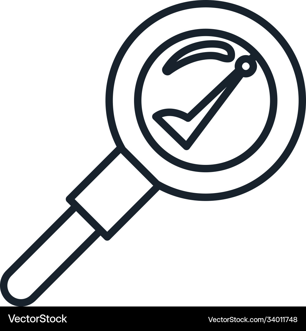 Check mark in lupe line style icon design Check mark in lupe line style icon design vector image