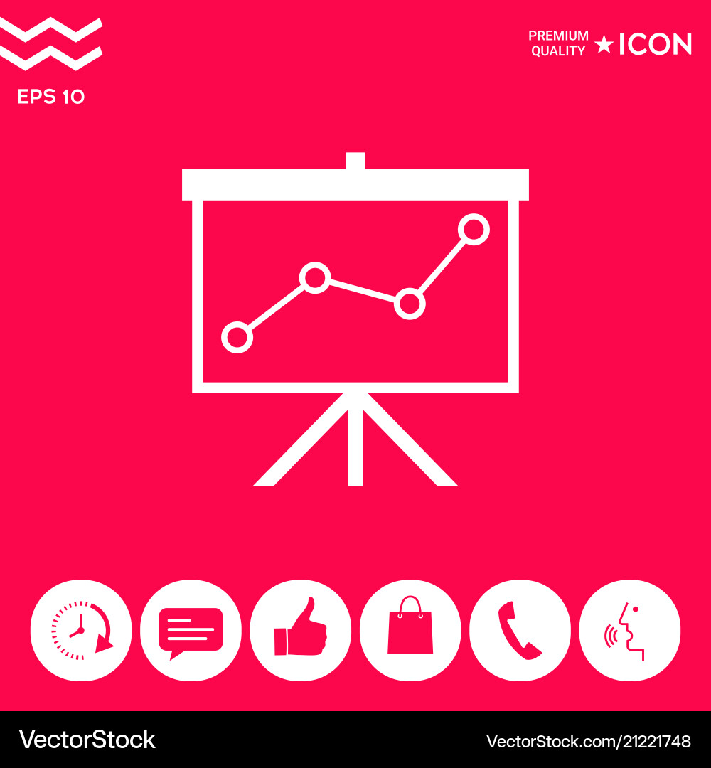 Flip-chart projection screen with a graph Vector Image
