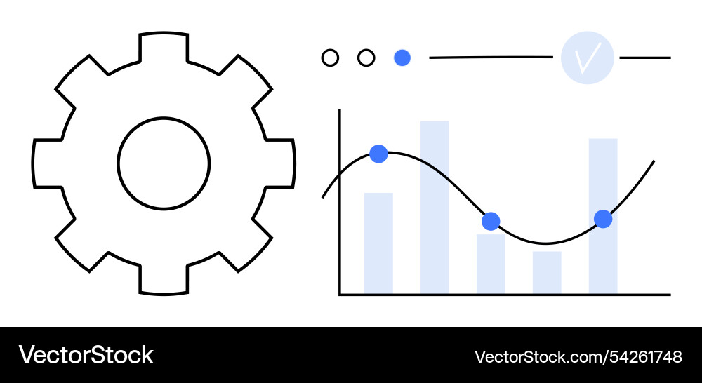Gear and graph data analysis vector image