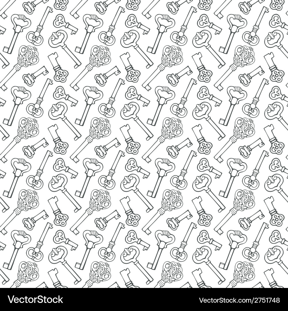 Seamless pattern with outline vintage keys vector image