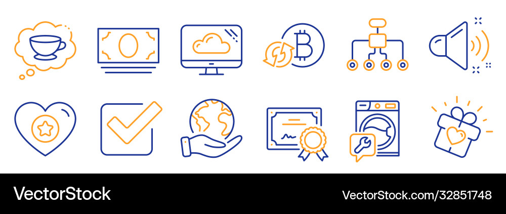 Set business icons such as refresh bitcoin vector image