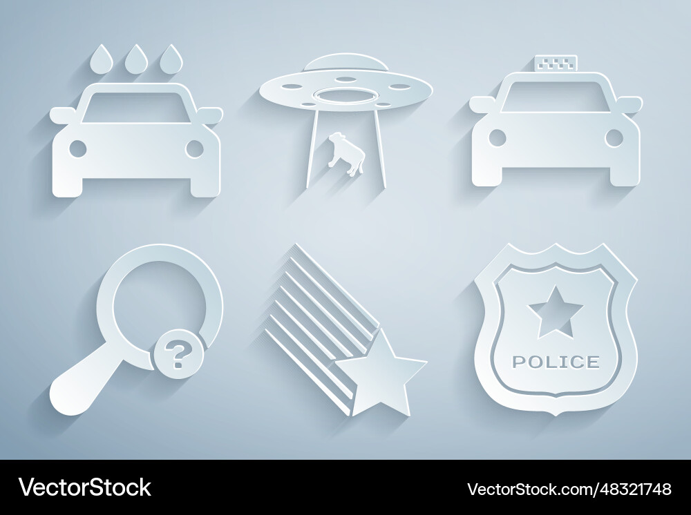 Set falling star taxi car unknown search police Set falling star taxi car unknown search police Vector Image