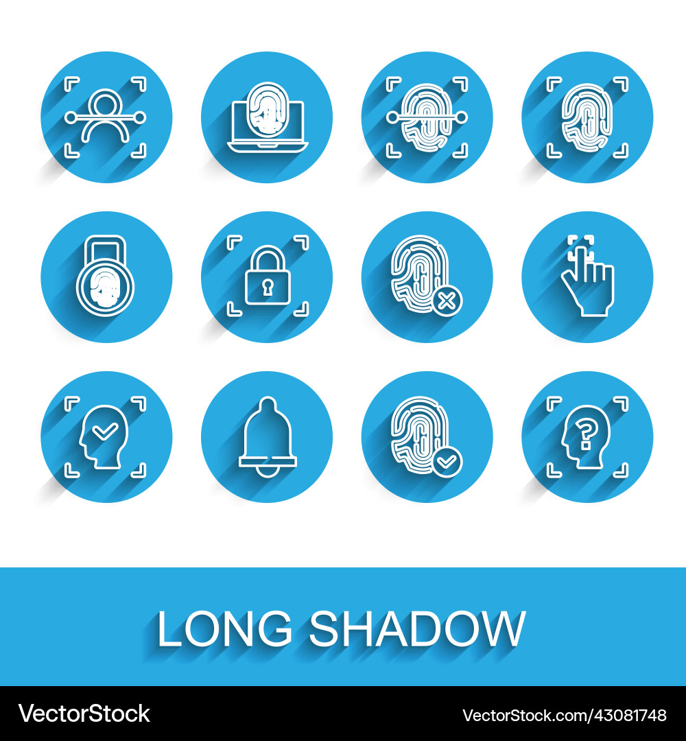 Set line face recognition motion sensor Set line face recognition motion sensor Vector Image