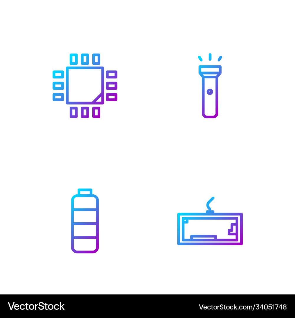 Set line keyboard battery charge level indicator vector image