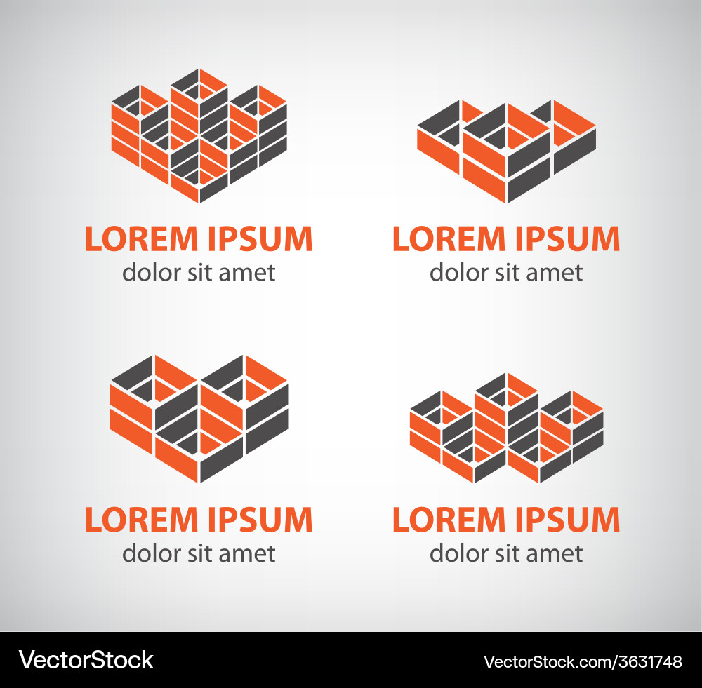 Set of abstract colorful geometric cube 3d icons vector image