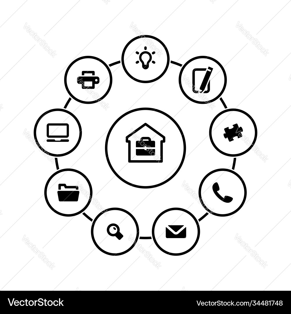 Set simple icons on a theme remote work Vector Image