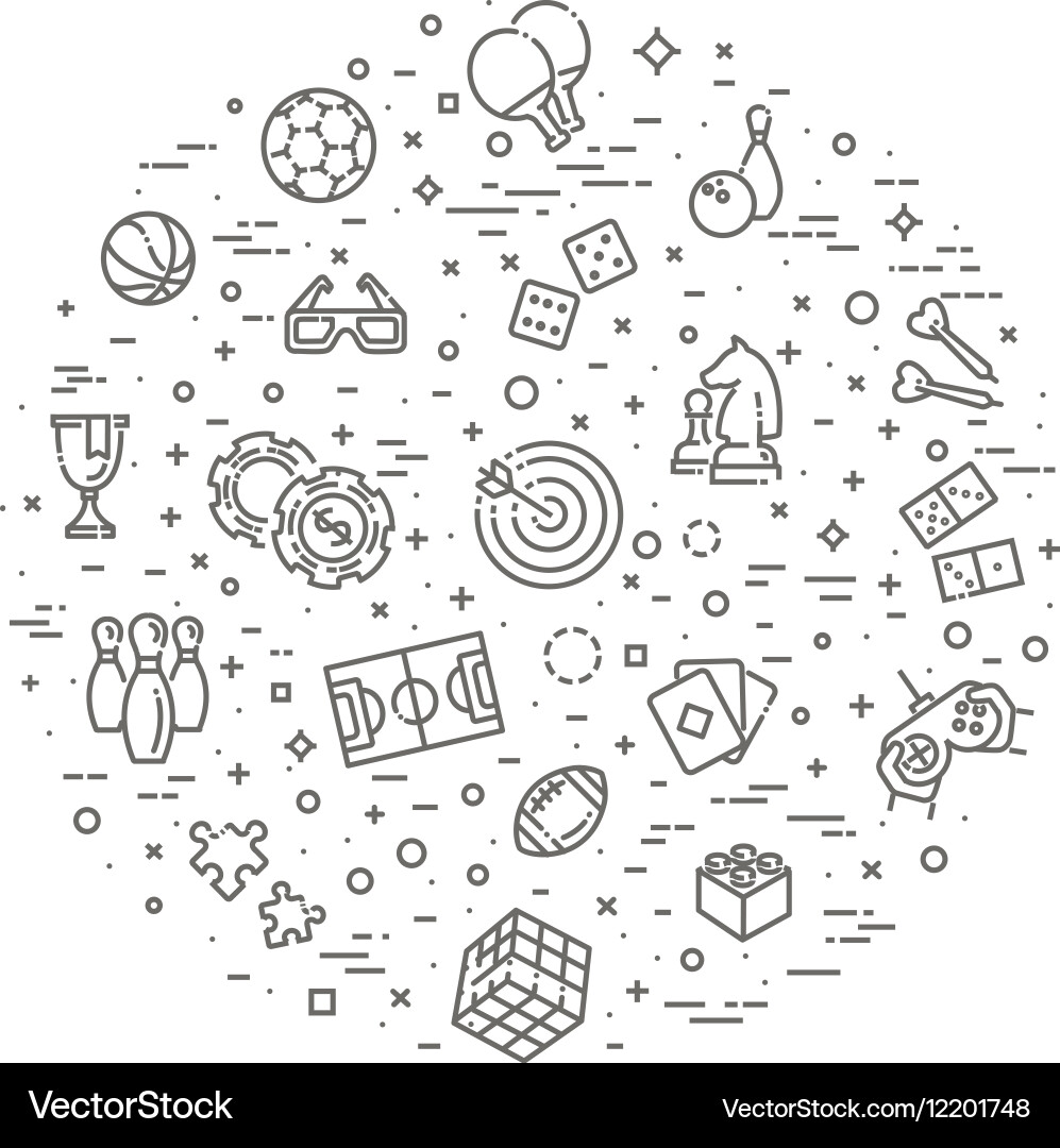 Simple set of games related line icons vector image