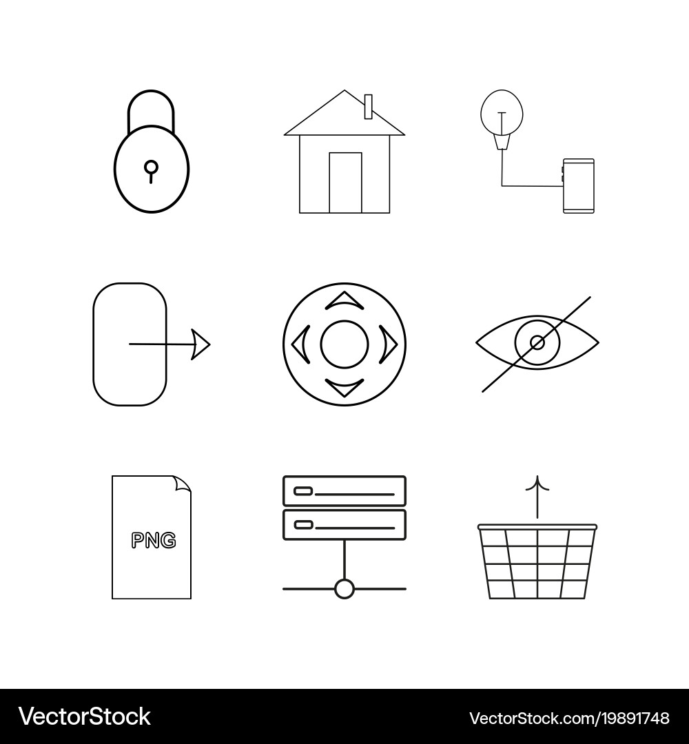 Web linear icon set simple outline icons vector image