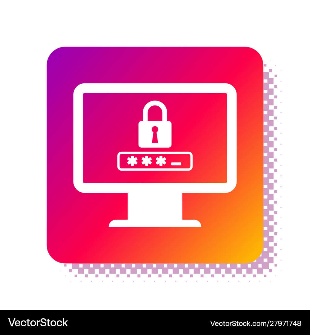 White monitor with password notification and lock White monitor with password notification and lock vector image
