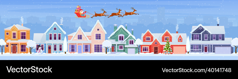 Wohnhäuser mit Weihnachtsdekoration Wohnhäuser mit Weihnachtsdekoration vektorbild