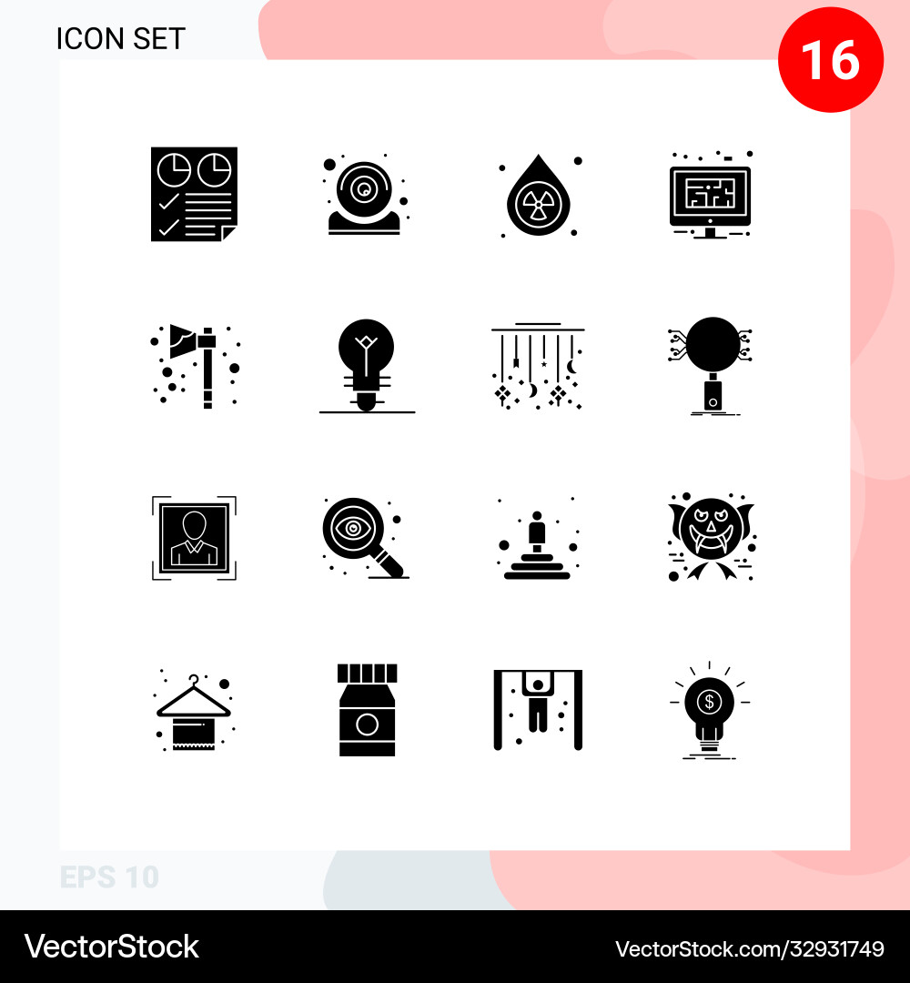 16 universal solid glyphs set for web and mobile vector image