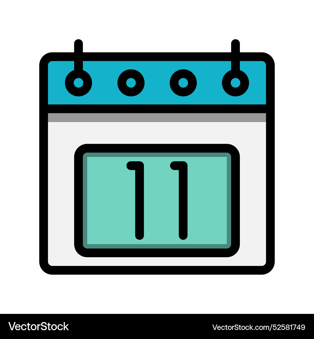 Calendar 11st date color linear icon time event Calendar 11st date color linear icon time event vector image