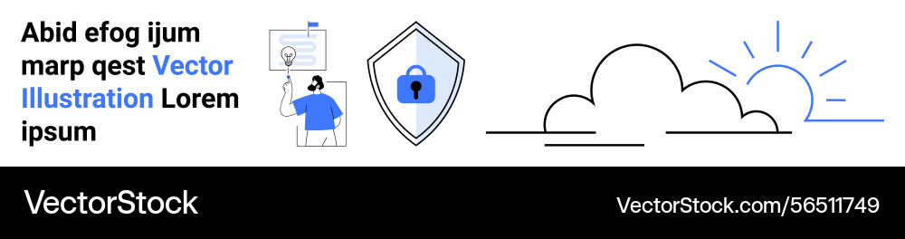 Data security concept with lock on shield Data security concept with lock on shield vector image