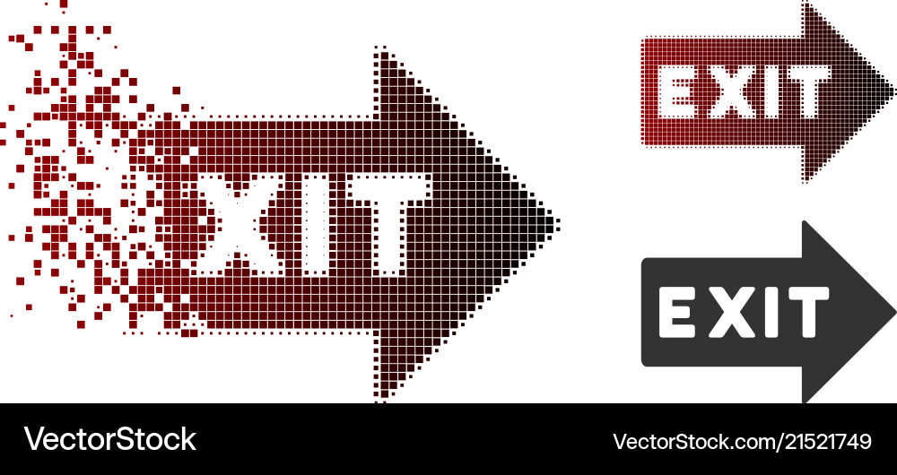 Dissolved pixel halftone exit arrow icon Dissolved pixel halftone exit arrow icon vector image