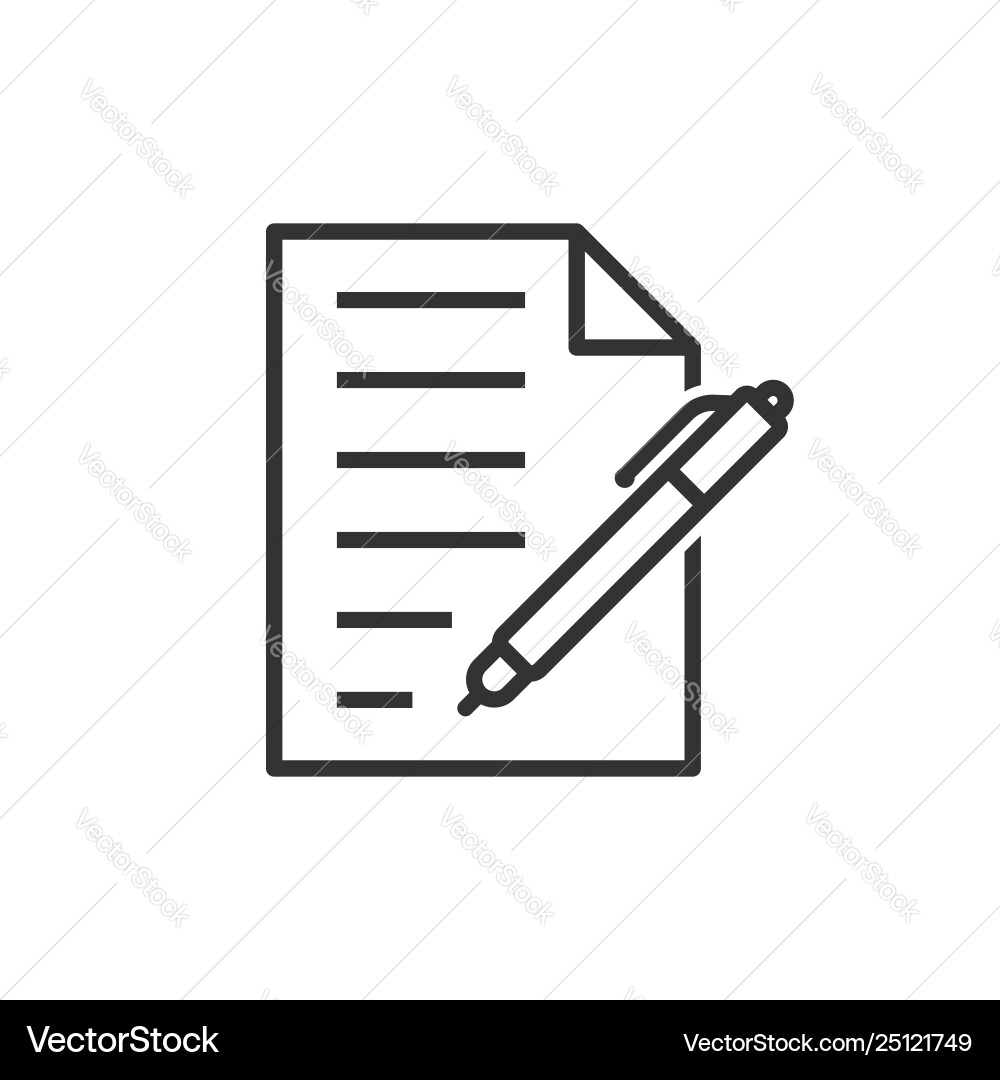 Document with pen icon in flat style notepad Document with pen icon in flat style notepad vector image