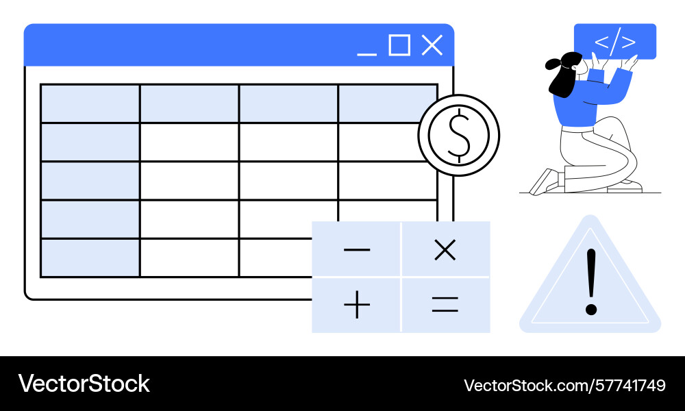 Financial data management with spreadsheet coding vector image