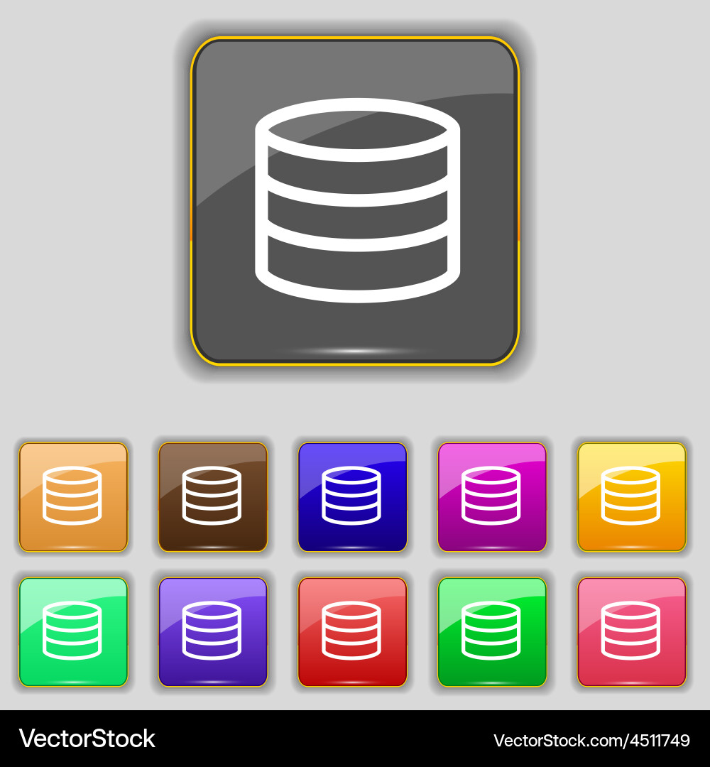 Hard disk and database icon sign set with eleven vector image