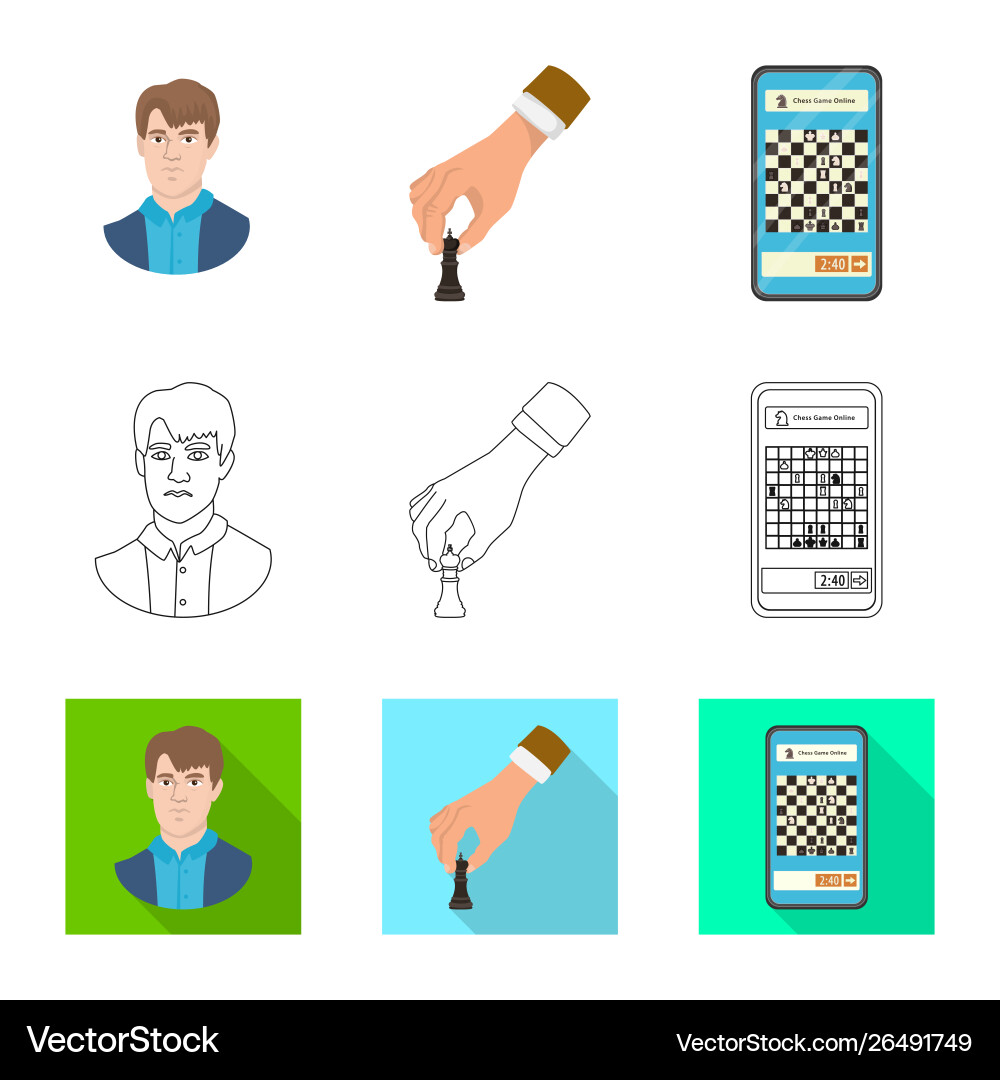 Isolated object checkmate and thin symbol set Vector Image