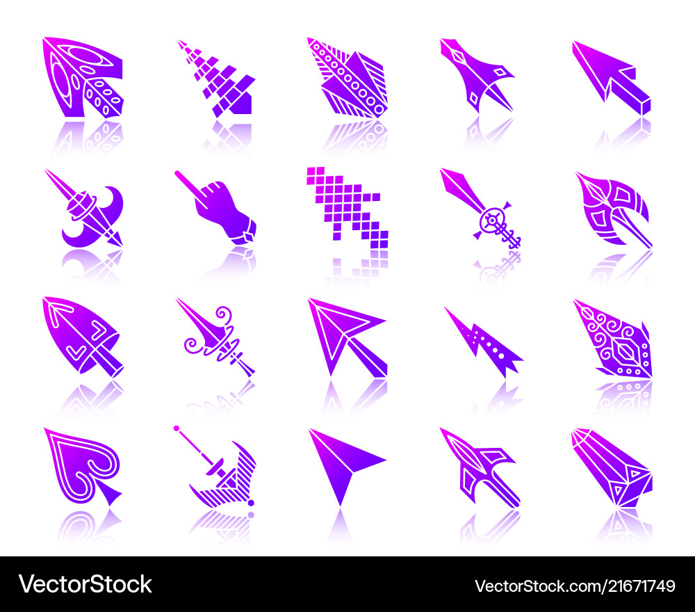 Mouse cursor simple gradient icons set Mouse cursor simple gradient icons set vector image
