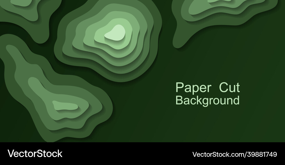 Paper cut topography background green area relief Vector Image