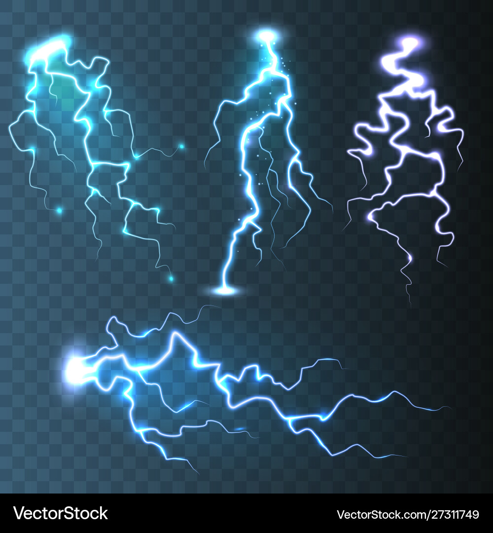 Realistic Lightning Collection Vector Image