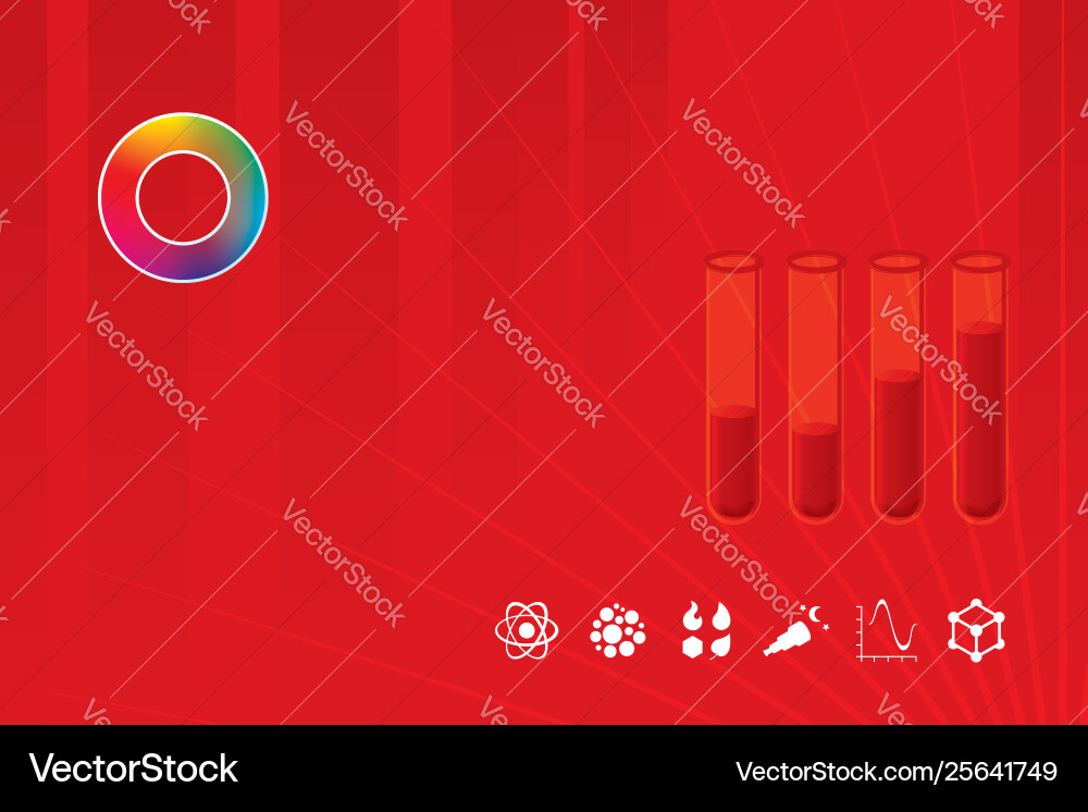 Red science background with various icons Vector Image