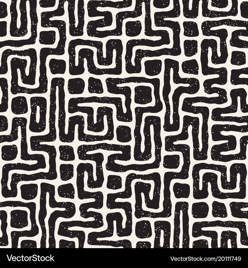 Seamless pattern with maze lines monochrome vector image