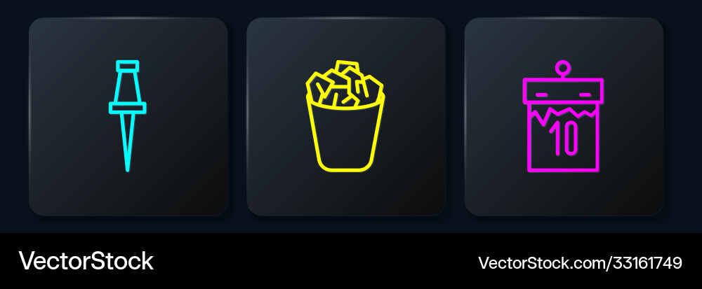 Set line push pin calendar and full trash can Set line push pin calendar and full trash can vector image