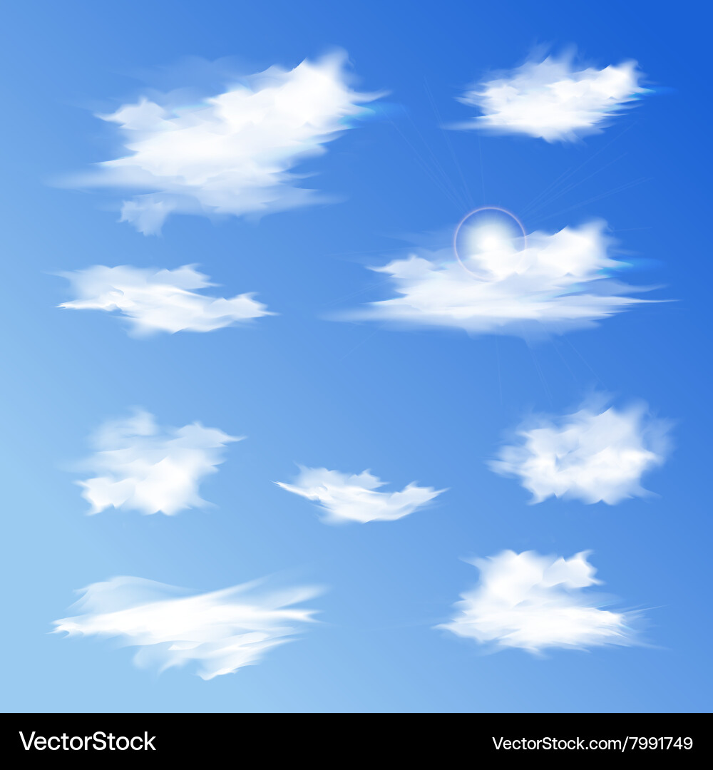 Set of white different clouds Vector Image