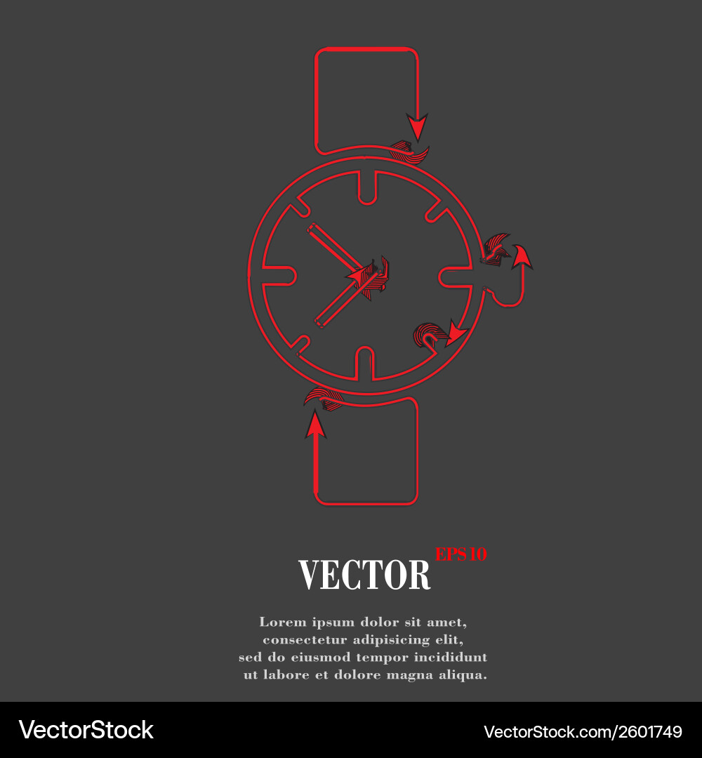Watchclock flat modern web button and space Vector Image