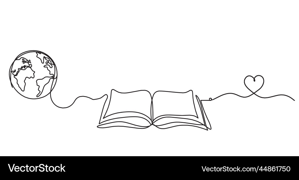 Abstract open book with heart as line drawing Abstract open book with heart as line drawing Vector Image